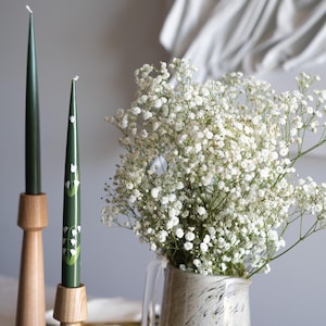 Hand-Painted Taper Candles – Set of 2 | Spring Floral Soy Wax Candles | Gift for Her | Cottage core Decor | Wedding Decor