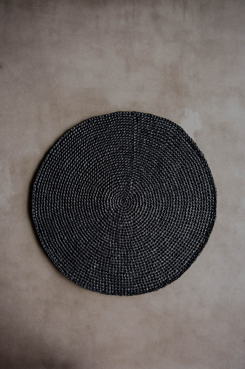 Raffia Hand Crochet Place Mats Round Placemat Set for House Etsy