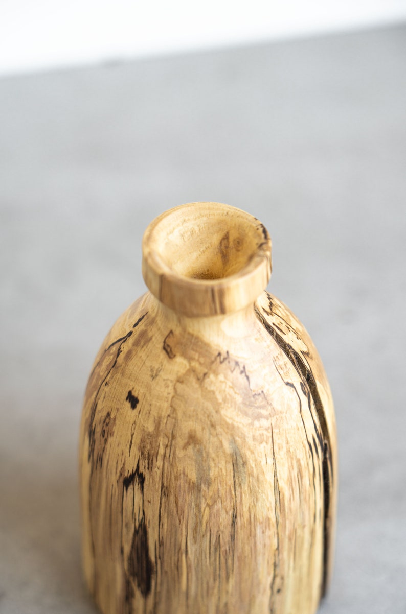 Wood Vase Bud Vase Wooden Vase Decorative Vase Dry Flower Vase Table Vase Hand Carved Wood Vase Natural Wood Vase image 5