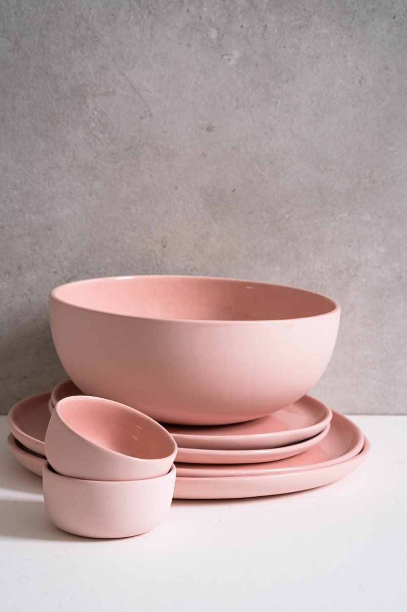 Handmade Porcelain Mini Bowl Sauce Dish Powder Pink Stoneware Dinnerware Pinch Bowl Spice Dish Small Serving Bowl Condiment Bowl Dish image 9