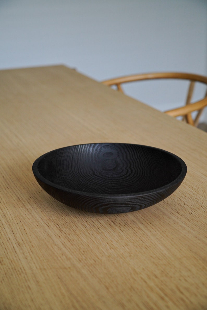 Large Wood Bowl Wedding Gift Black Fruit Bowl Wood Dough Bowl Wood Salad Bowl Serving Wood Bowl Wooden Bowl Large Black Centerpiece Bowl image 4