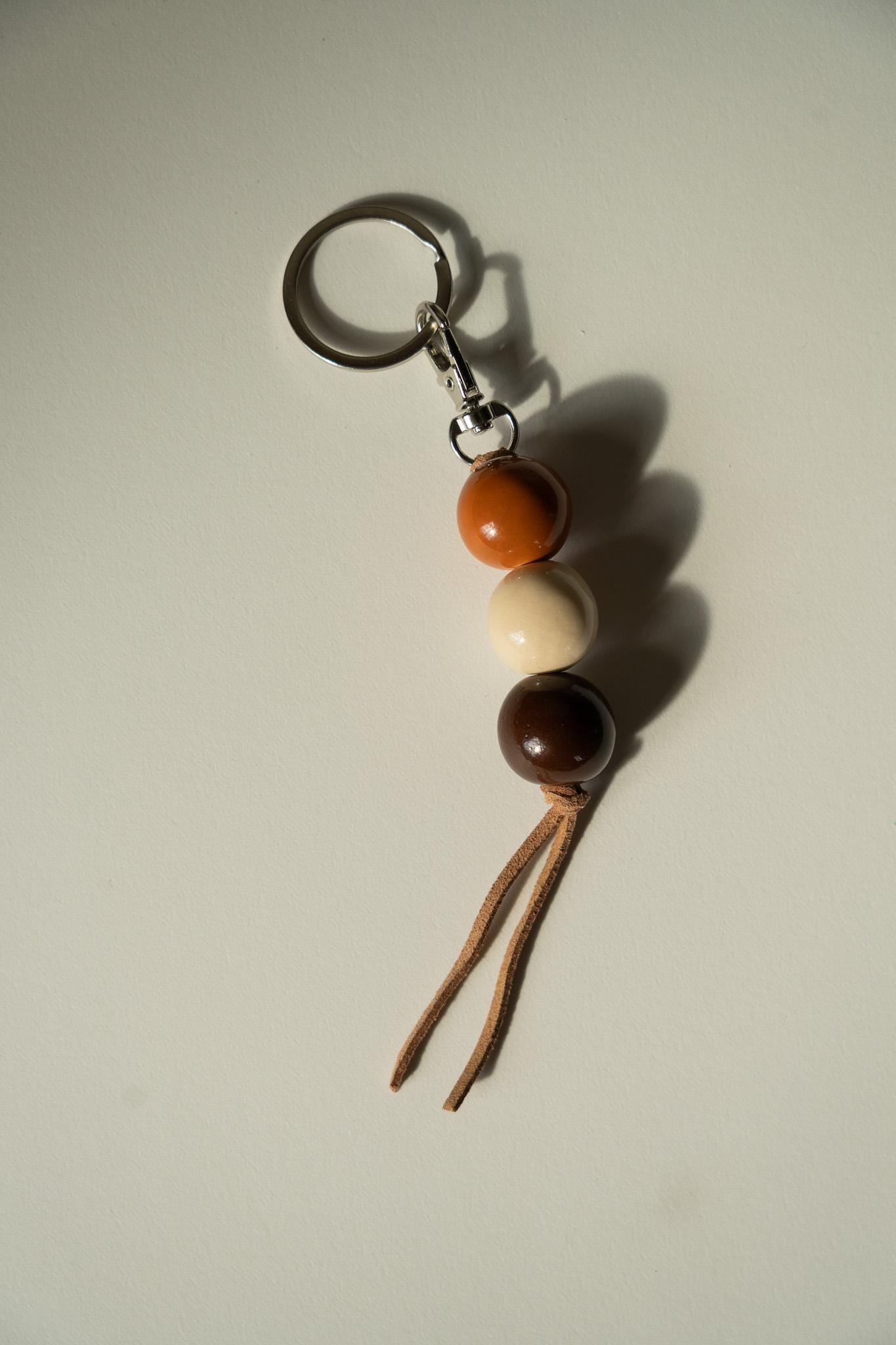 Handmade Ceramic Beaded Keychain in Dark Brown Tones - Etsy