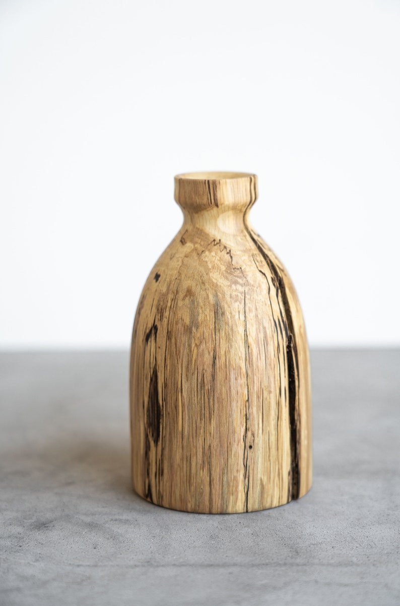 Wood Vase Bud Vase Wooden Vase Decorative Vase Dry Flower Vase Table Vase Hand Carved Wood Vase Natural Wood Vase image 4