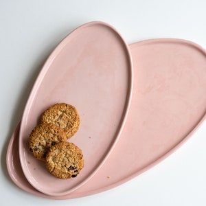 Serving Platter Ceramic Platter Pink Oval Platter Large Platter Pottery Platter Dessert Platter Cheese Platter Serving Tray Vanity Tray