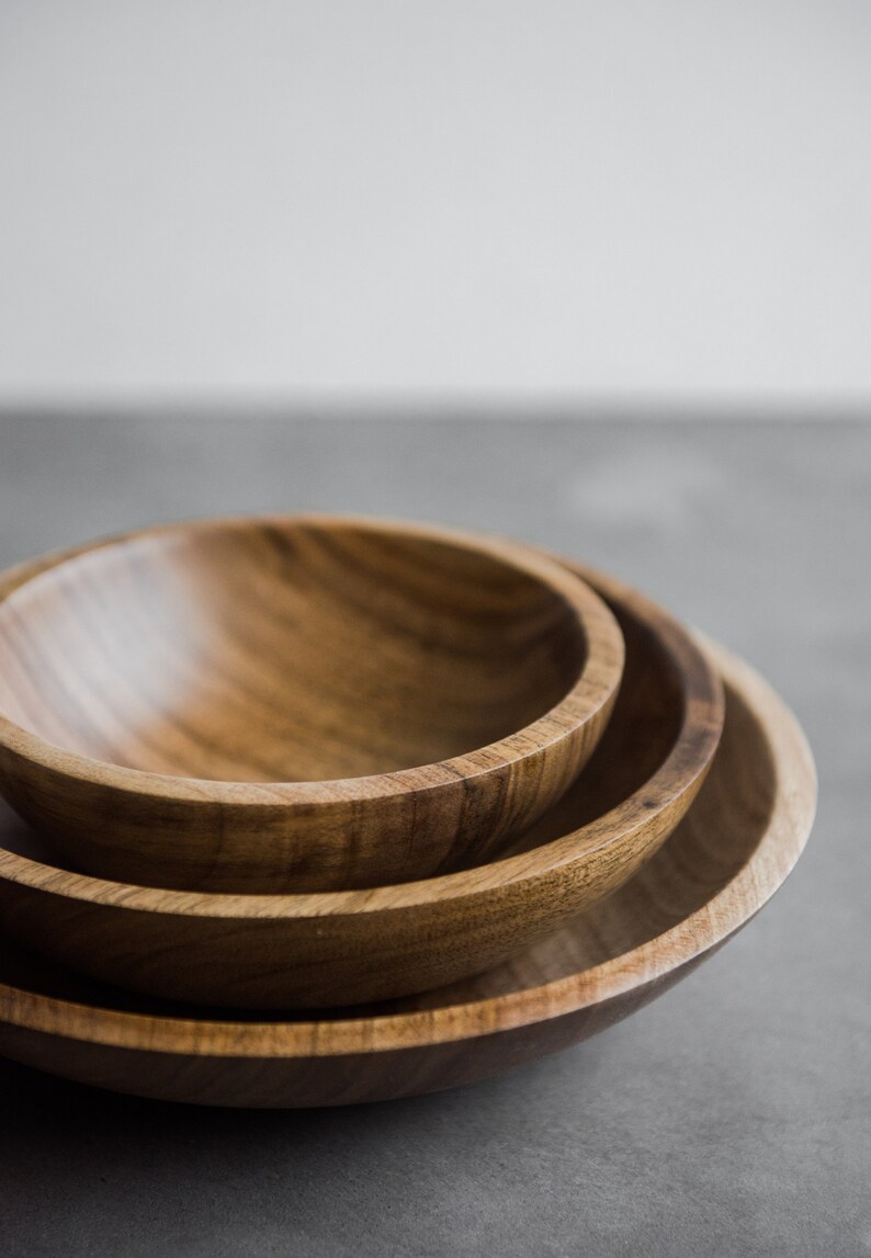 Large Wood Bowl Wooden Nesting Bowl Set Wedding Wood Gift Wood Etsy
