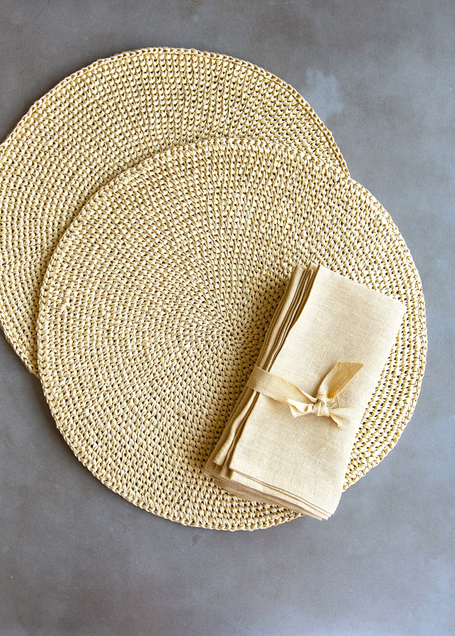 Raffia Hand Crochet Place Mats Round Placemat Set for House Etsy