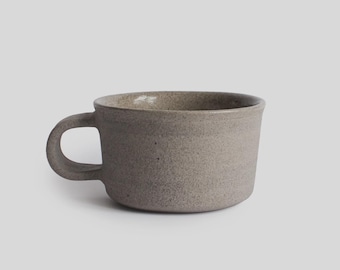 Handmade Stoneware Coffee Mug with Handle. Concrete Collection