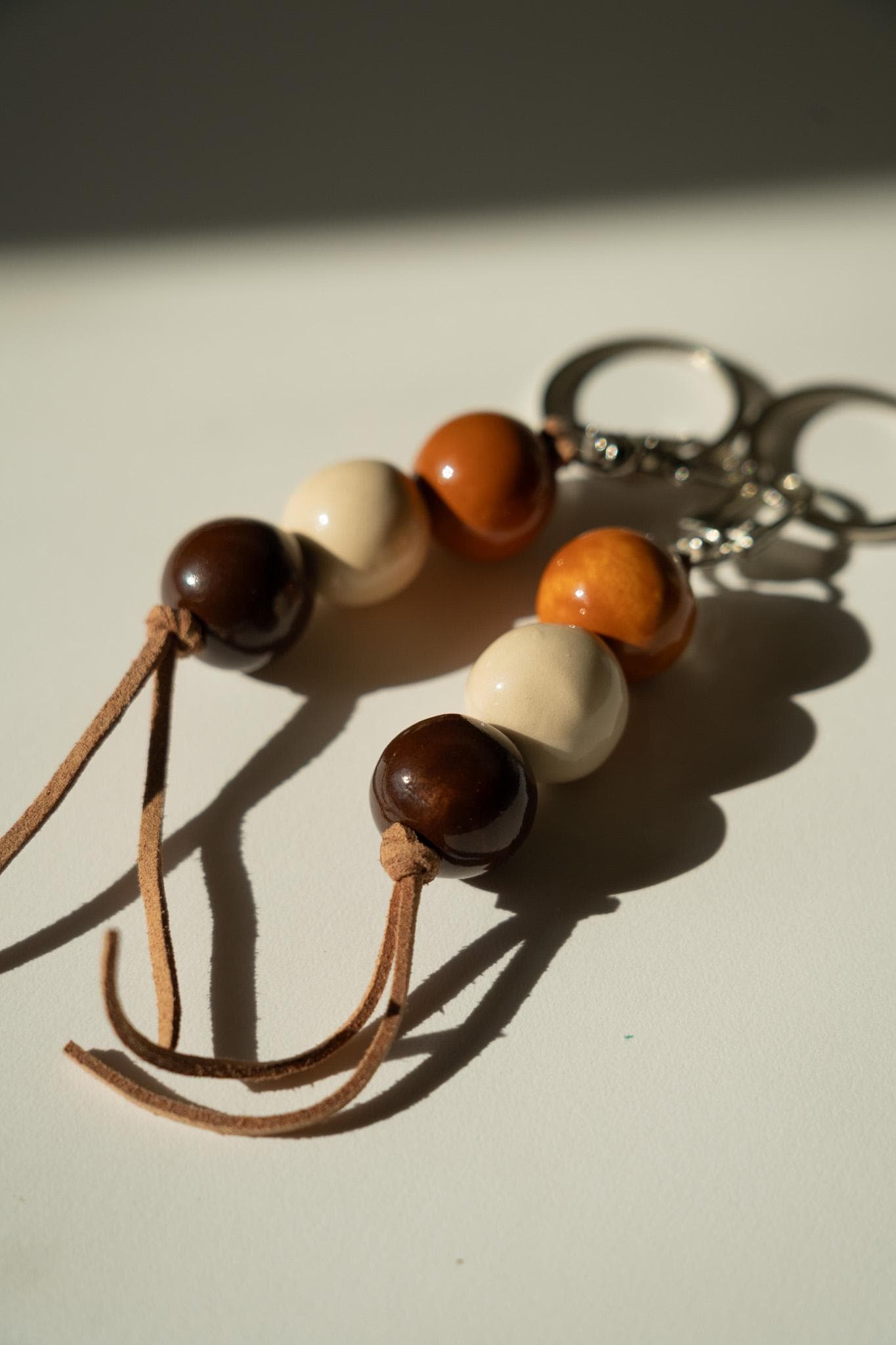 Handmade Ceramic Beaded Keychain in Dark Brown Tones - Etsy