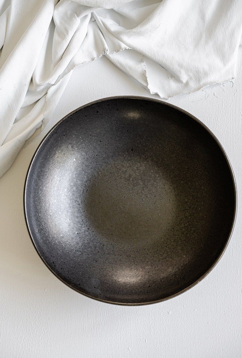 Black Stoneware Pasta Bowl Ceramic Dinnerware Black Dinner Etsy