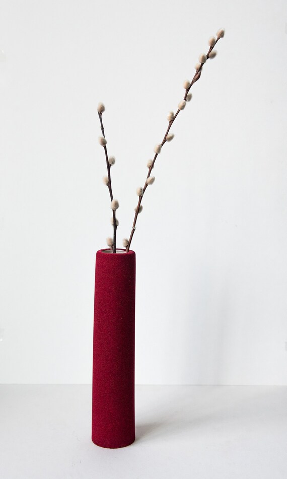 幾何学模様の陶器製花瓶セット：モダンなフロックパウダーのホーム