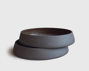 Handmade Stoneware Dinner Plate: Rustic Pumpernickel Ceramic Dinnerware