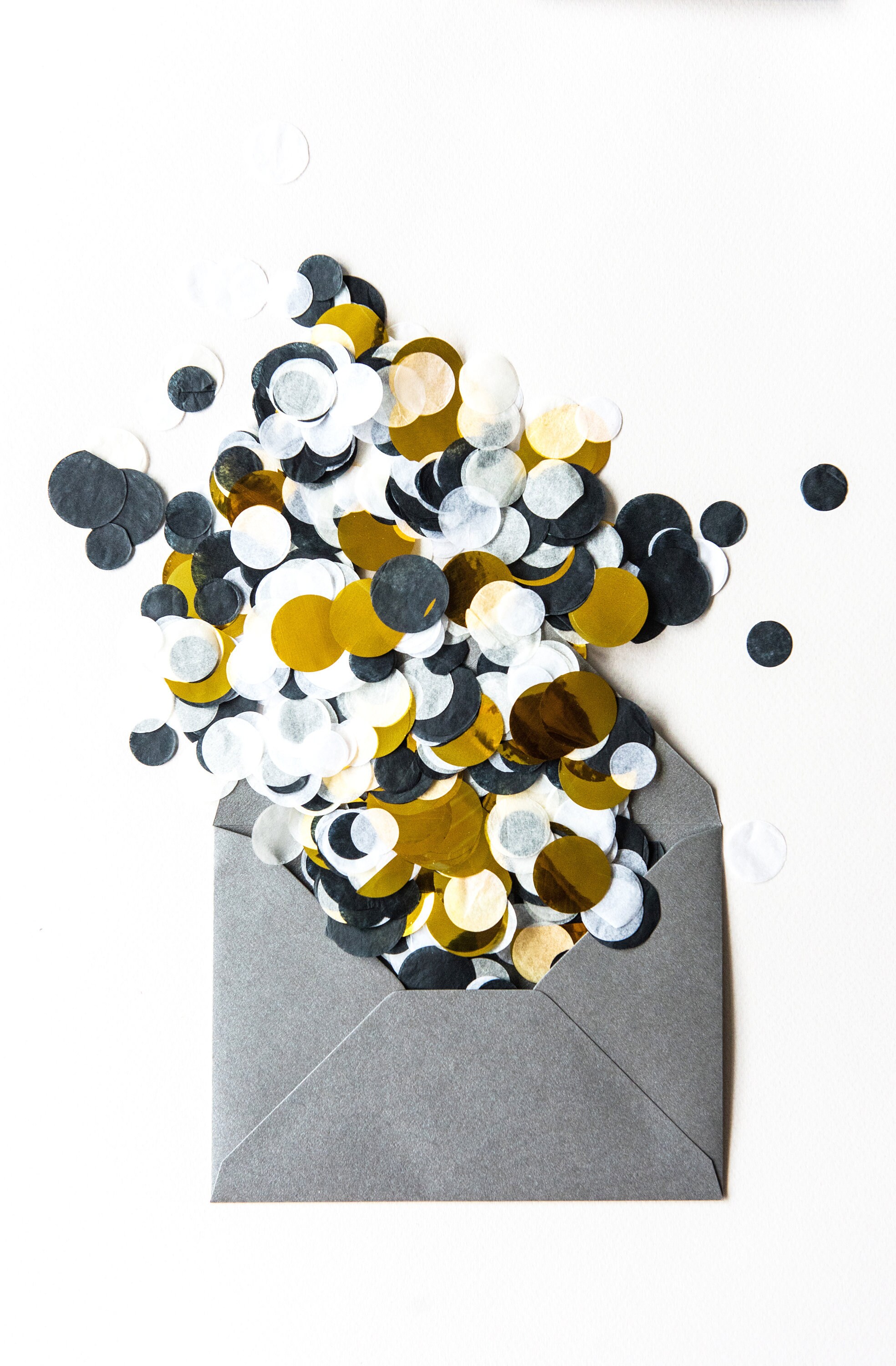 Party Decoration Black White and Gold Confetti Tissue Paper Etsy