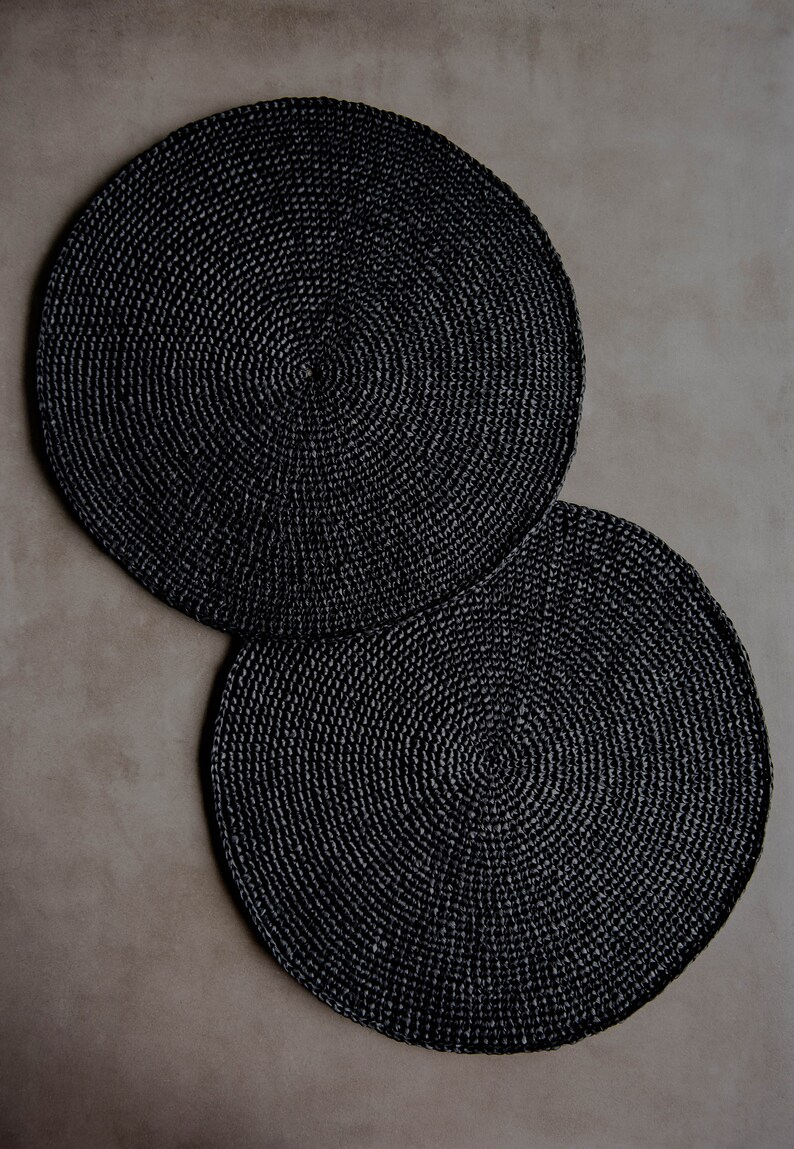Raffia Hand Crochet Place Mats Round Placemat Set for House Etsy