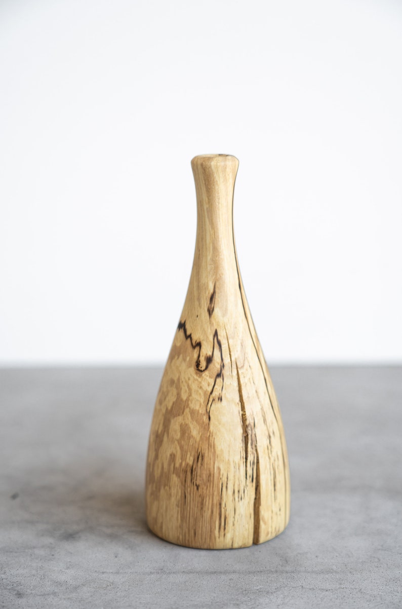 Wood Vase Bud Vase Wooden Vase Decorative Vase Dry Flower Vase Table Vase Hand Carved Wood Vase Natural Wood Vase image 6