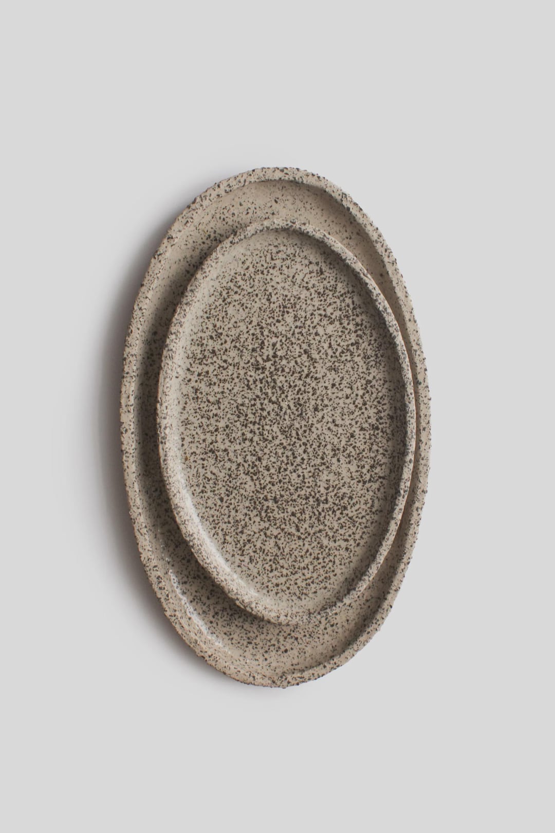 Large Handmade Stoneware Serving Platter: Oval Ceramic Tray