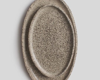 Handmade Stoneware Serving Platter: Oval Ceramic Tray