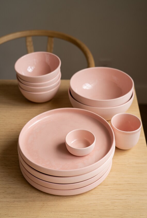 Handgefertigte Rosa Porzellanschale: Kleine Müslischale