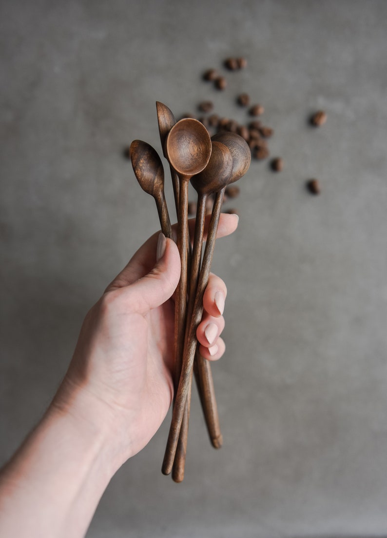 Hand Carved Long Coffee Spoon. Volume 1 Walnut Wood Wooden Etsy