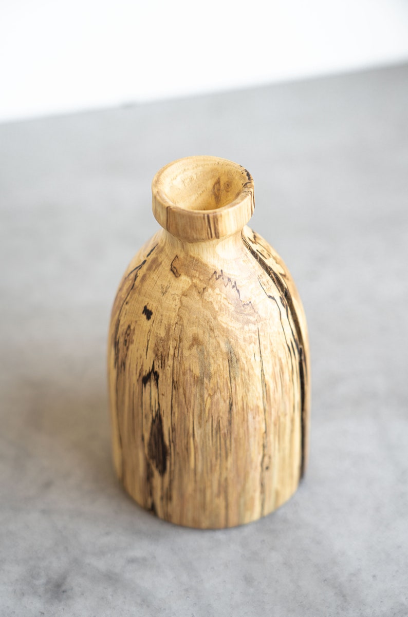 Wood Vase Bud Vase Wooden Vase Decorative Vase Dry Flower Vase Table Vase Hand Carved Wood Vase Natural Wood Vase image 3