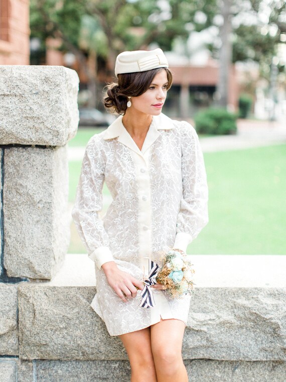 THE BONNIE DRESS | Vintage Ivory Lace & Satin Shir