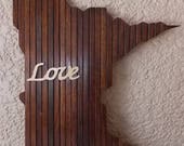 Wall Hanging State Of Minnesota Upcycled Roll Top Desk Pieces Wooden Wall Decor Handmade in MN Minnesota Love