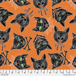 Cat Fabric - Scaredy Cat Scaredy Cats Orange Free Spirit (PWRH029.ORANGE) - Sold by the Yard