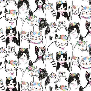 Cat Fabric - Just Purrfect Pretty Cat Paws Black Timeless Treasures (Cat-CD2747) - Sold by the Yard