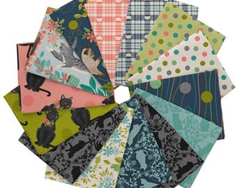 Fat Quarter Bundle - Curious Kittycats Julie Lynch Quilting Treasures 14 FQs