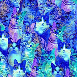 Cat Fabric - Bijoux Packed Metallic Royal Cats Timeless Treasures (Cat-CM2241) - Sold by the Yard
