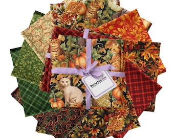 Fat Quarter Bundle - Autumn Cats Peggy Collins Benartex 11 FQs