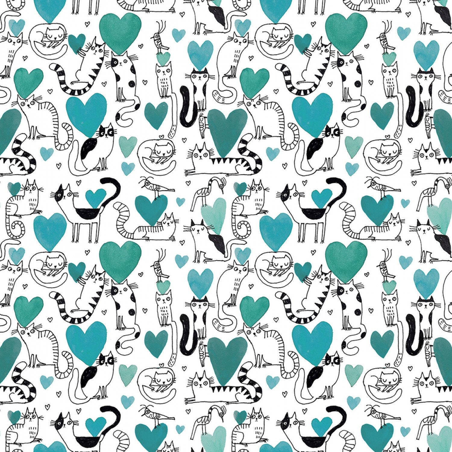 Katzenstoff Es Katzen &amp; Hunde Katzen und Herzen Etsy