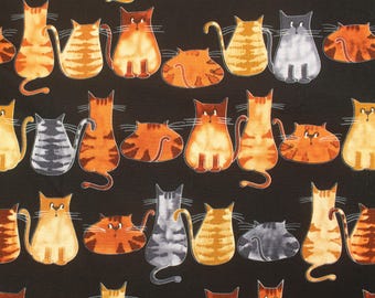 Cat Fabric - Neutral Cats on Black Timeless Treasures (Cat-C1337) - Sold by the Yard