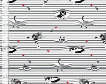Cat Fabric - Feeline Good! Peekaboo Shade Cats White Timeless Treasures (CD3020) - Sold by the Yard