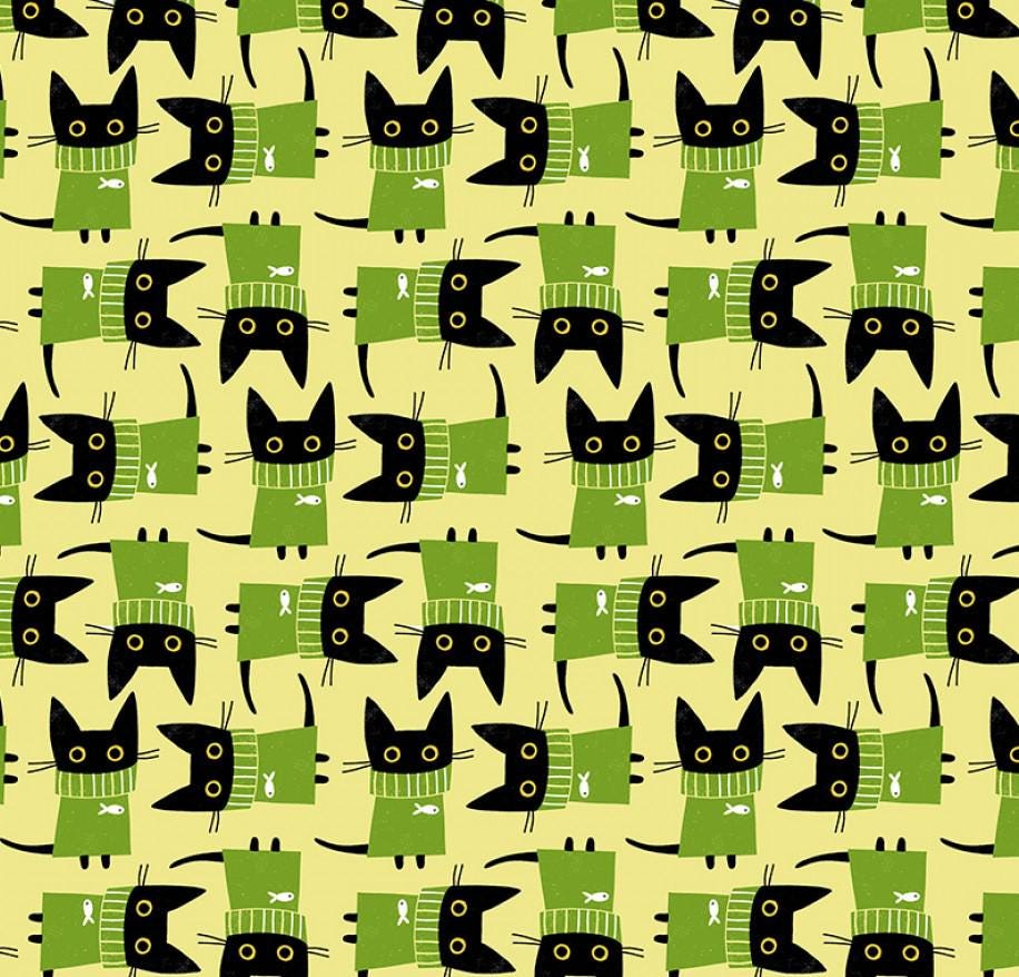 Cat Fabric - A Tall Yarn Nigel's Sweater Aurora Dear Stella (DLW2911-AURORA) - Sold by the Yard