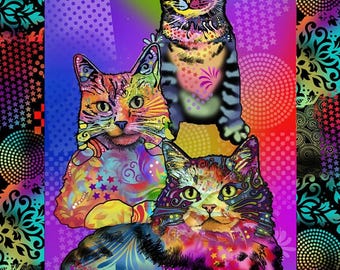 Cat Fabric - Minky Crazy for Cats Kitty Power Panel Sykel (1275CATS) - Sold by the PANEL