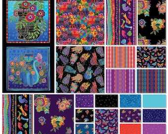 Fat Quarter Bundle - Fantasticats Laurel Burch Clothworks 21FQs + 1 Panel (FQ0491)