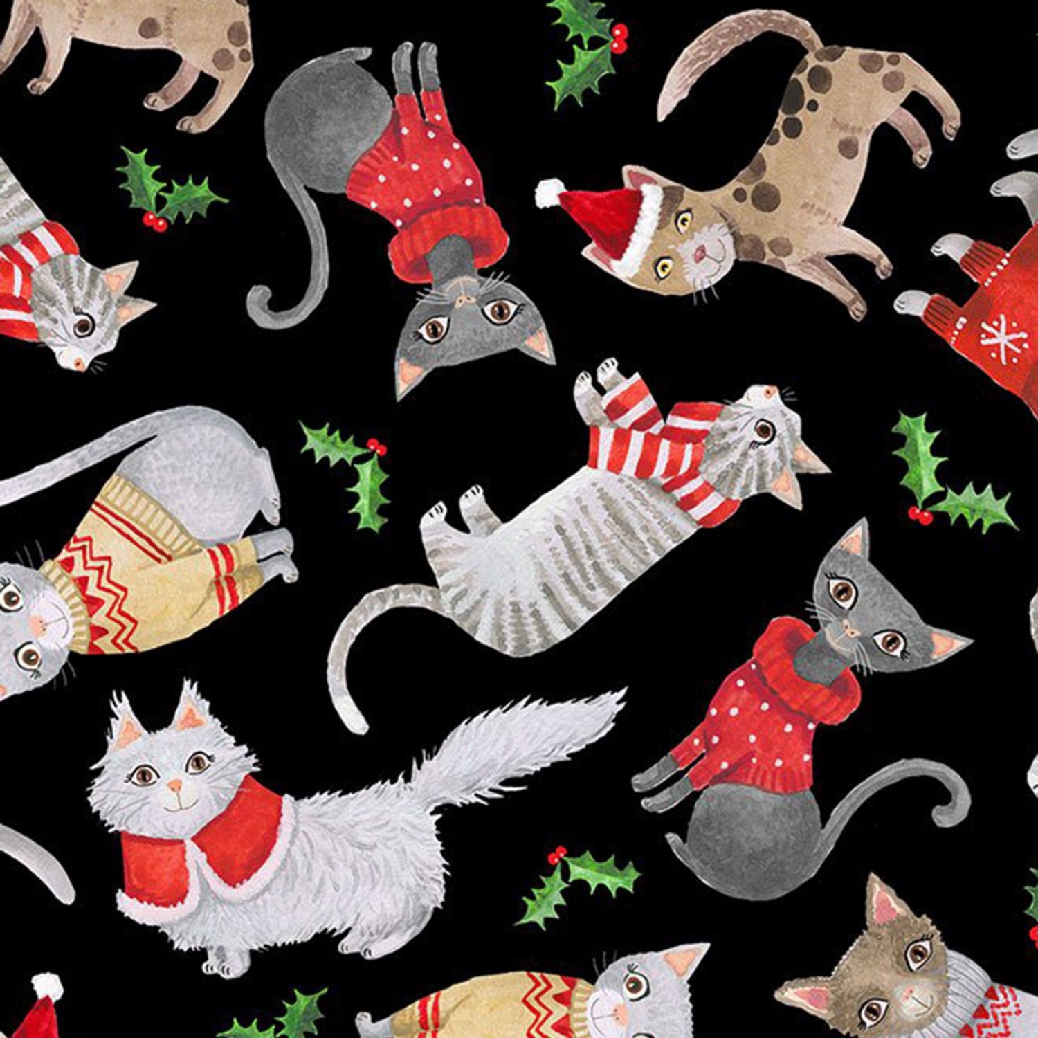 Cat Fabric Purr-fect Holiday Cats in Christmas Sweaters - Etsy