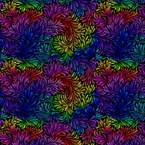 Cat Fabric - Wildcat Packed Swirly Leaves Multi Timeless Treasures Chong-A Hwang (CD3039-MULTI) - Sold by the Yard