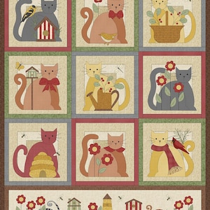 COLORFUL CATS Twill Print in 7 Colors - Cotton Quilt Fabric