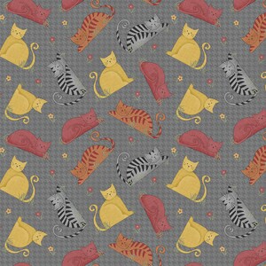 ◆Cat◆ Fabric by the Yard Novelty Cats Benartex Tossed Cats Cream