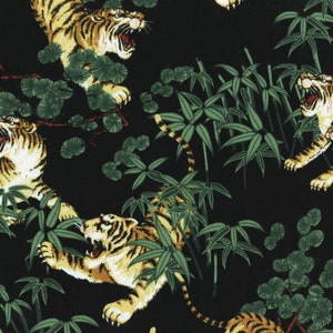 Cat Fabric - Imperial Palace Tigers Black Robert Kaufman Fabrics (SB-850276D1-2) - Sold by the Yard