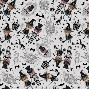 Cat Fabric - Pick Your Poison Costumed Kitties Gray Timeless Treasures (CD3429) - Sold by the Yard