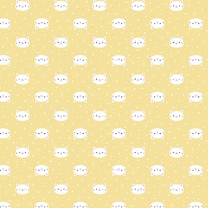 Cat Fabric - Cute Cat Head Motif Gold Cosmo Textiles (41811-2A) - Sold by the Yard
