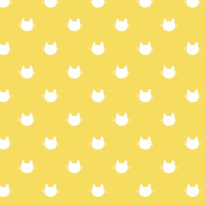 Cat Fabric - Litter-ary Cats Kitty Dots Yellow Camelot Fabrics (21170105-04) - Sold by the Yard