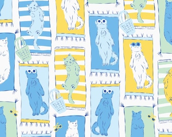 Cat Fabric - Poolside Purrfection Cabana Catnaps Organic (229217-X) - Sold by the Yard
