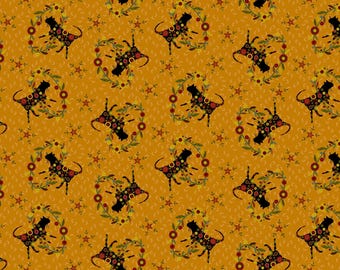 Cat Fabric - Pennyberry Farm Completely Catty Orange Henry Glass Fabrics (2004-33) - Sold by the Yard