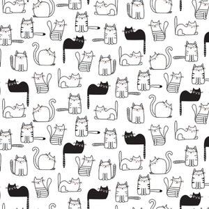 Cat Fabric - Feeline Good! Cats Nap Time White Timeless Treasures (CD2571) - Sold by the Yard