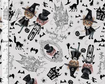 Cat Fabric - Pick Your Poison Costumed Kitties Gray Timeless Treasures (CD3429) - Sold by the Yard