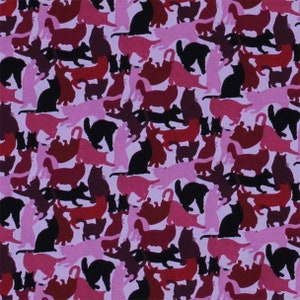 Cat Fabric - Cat Breeds Cat Silhouettes Pink Elizabeth&#39;s Studio (452-Pink) - Sold by the Yard