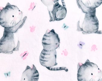 Cat Fabric - Minky Cloud Cuddle®  Are You Kitten Me Pink Shannon Fabrics (CCAREYOUKITTENMHOTPINK) - Sold by the YARD